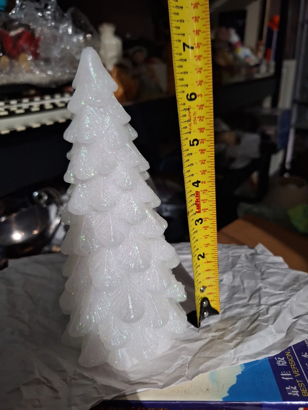 White Glittered Decorative Tree Candle Christmas Tree Candle